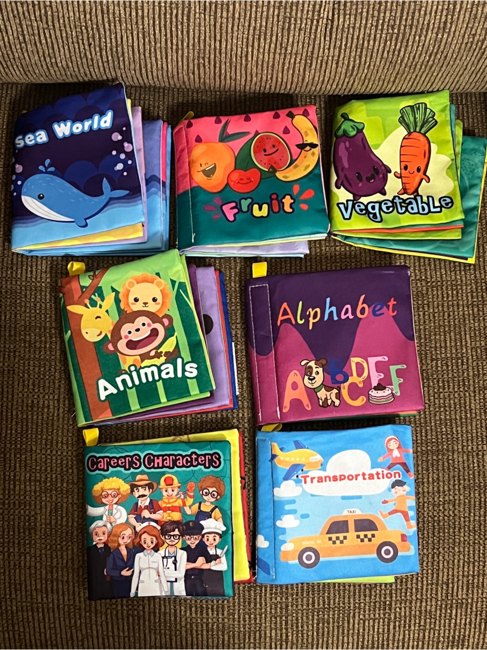 7 Colorful Kids Crinkle Soft Books - Assorted Animals & Themes